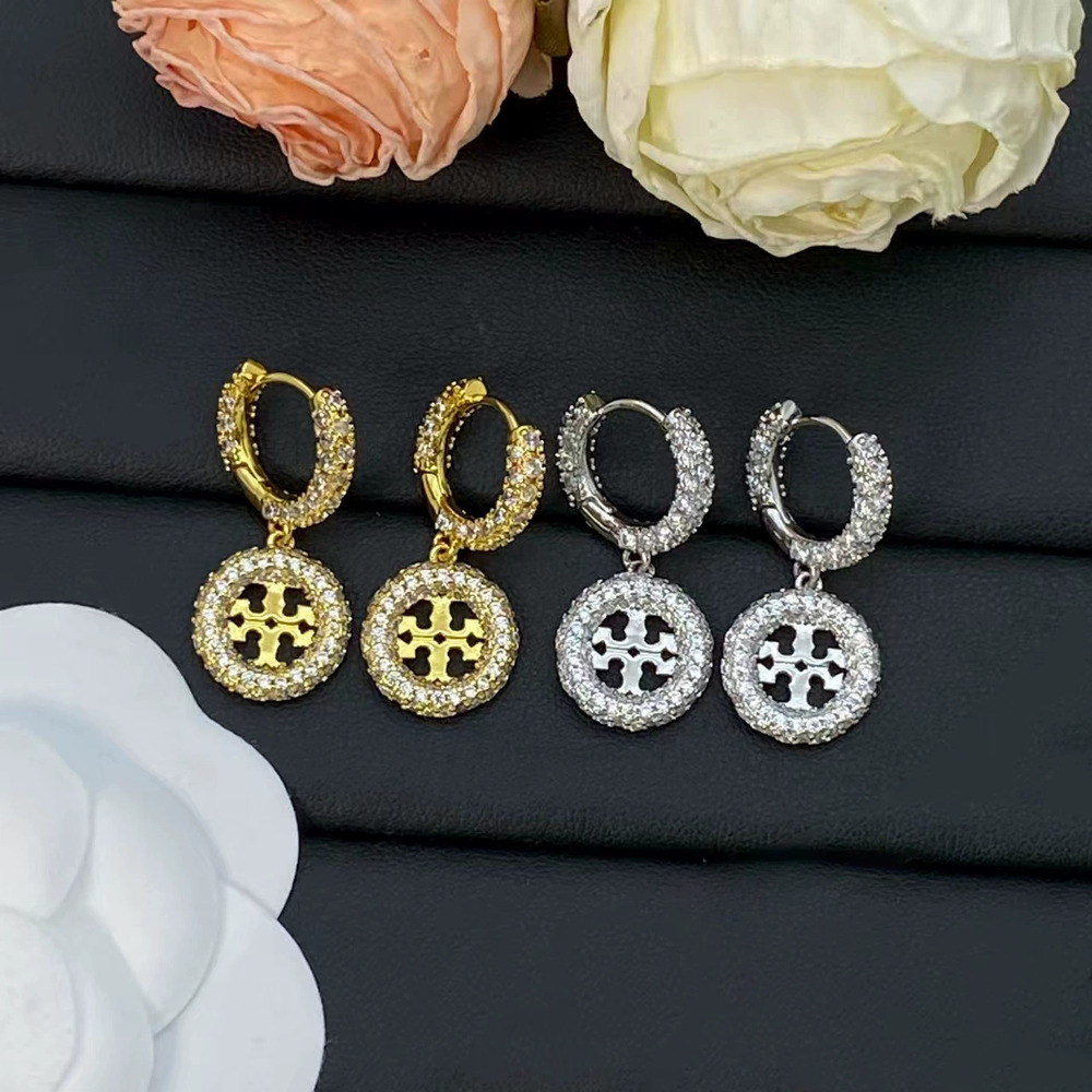 Tory Burch JiaDuiBan Silver Rhinestone Stud Earrings